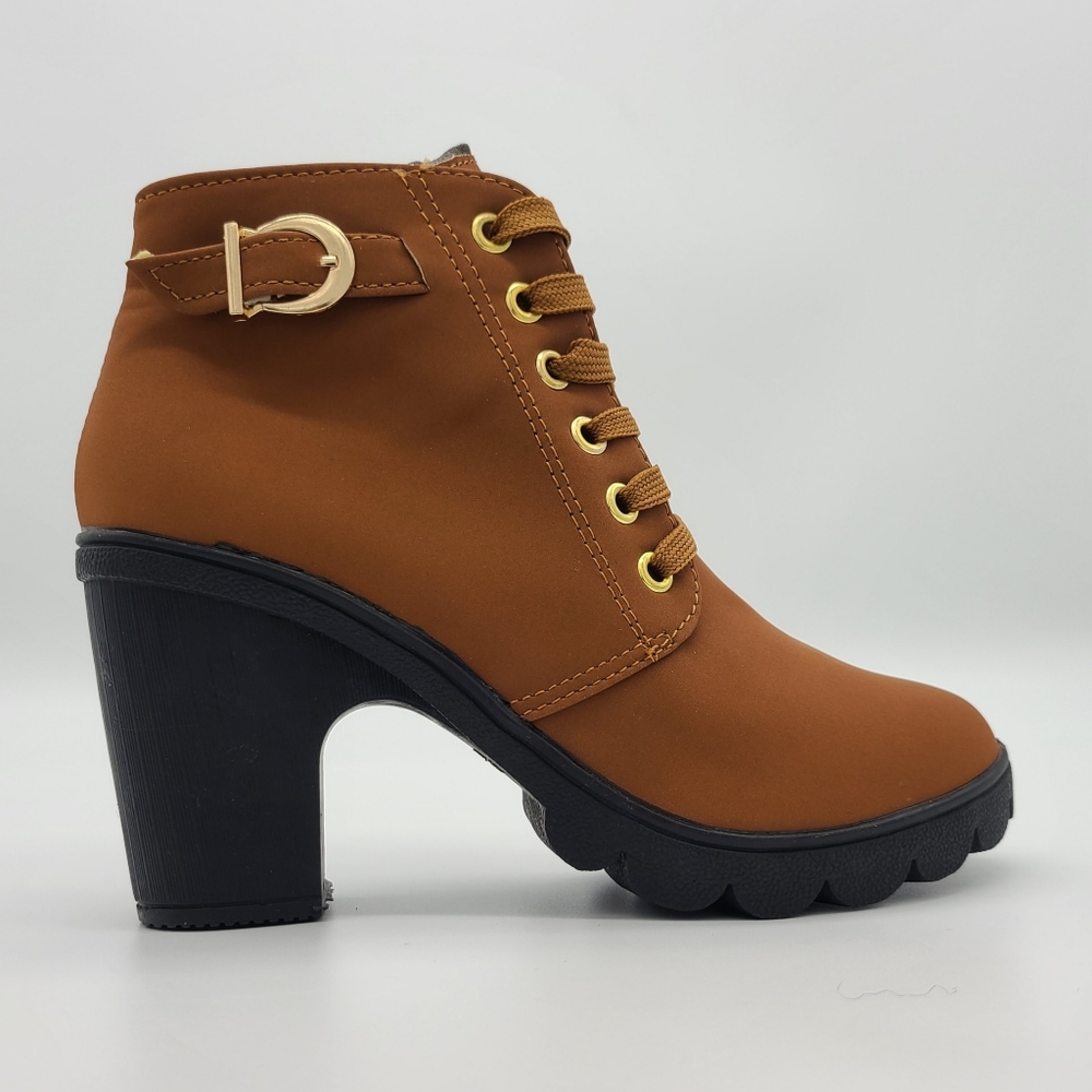 PU Leather Ankle Boots w/ Square Heel